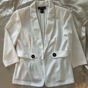 New York & Company White Tailored Notch Lapel Blazer